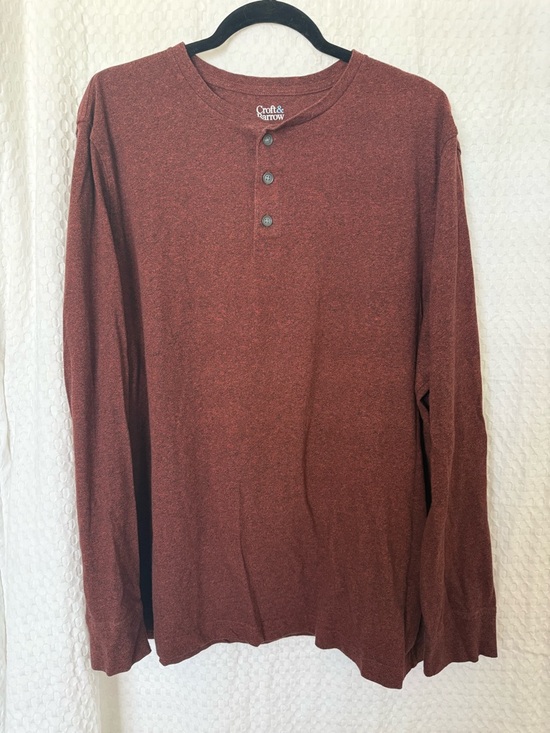 croft & barrow Other - Men’s Croft & Barrow Extra Soft Henley Long Sleeve Shirt XXL Red Heather